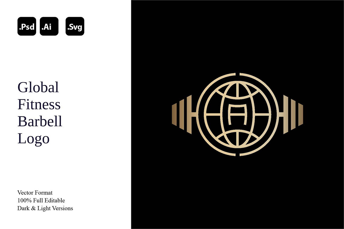 Global Fitness Barbell Logo, a Branding & Logo Template by Luxury Logos (Photo 1 of 4)