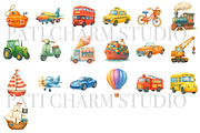 19 Transport Clipart, a Decorative Illustration by Pati Charm Studio (Thumbnail 2 of 8)
