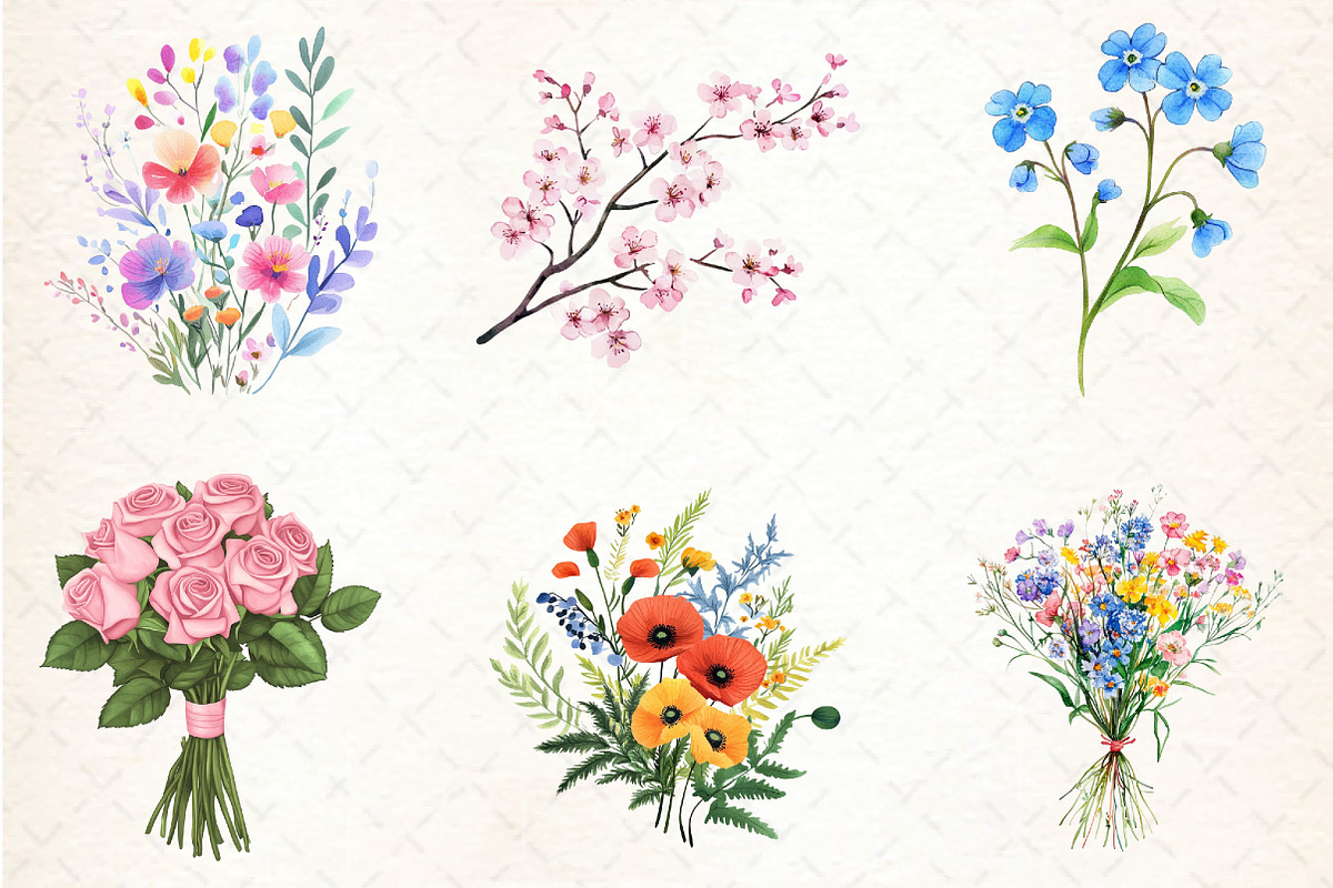 Watercolor Flowers Clipart Bundle, an Illustration by DreamCafeArt (Photo 3 of 3)