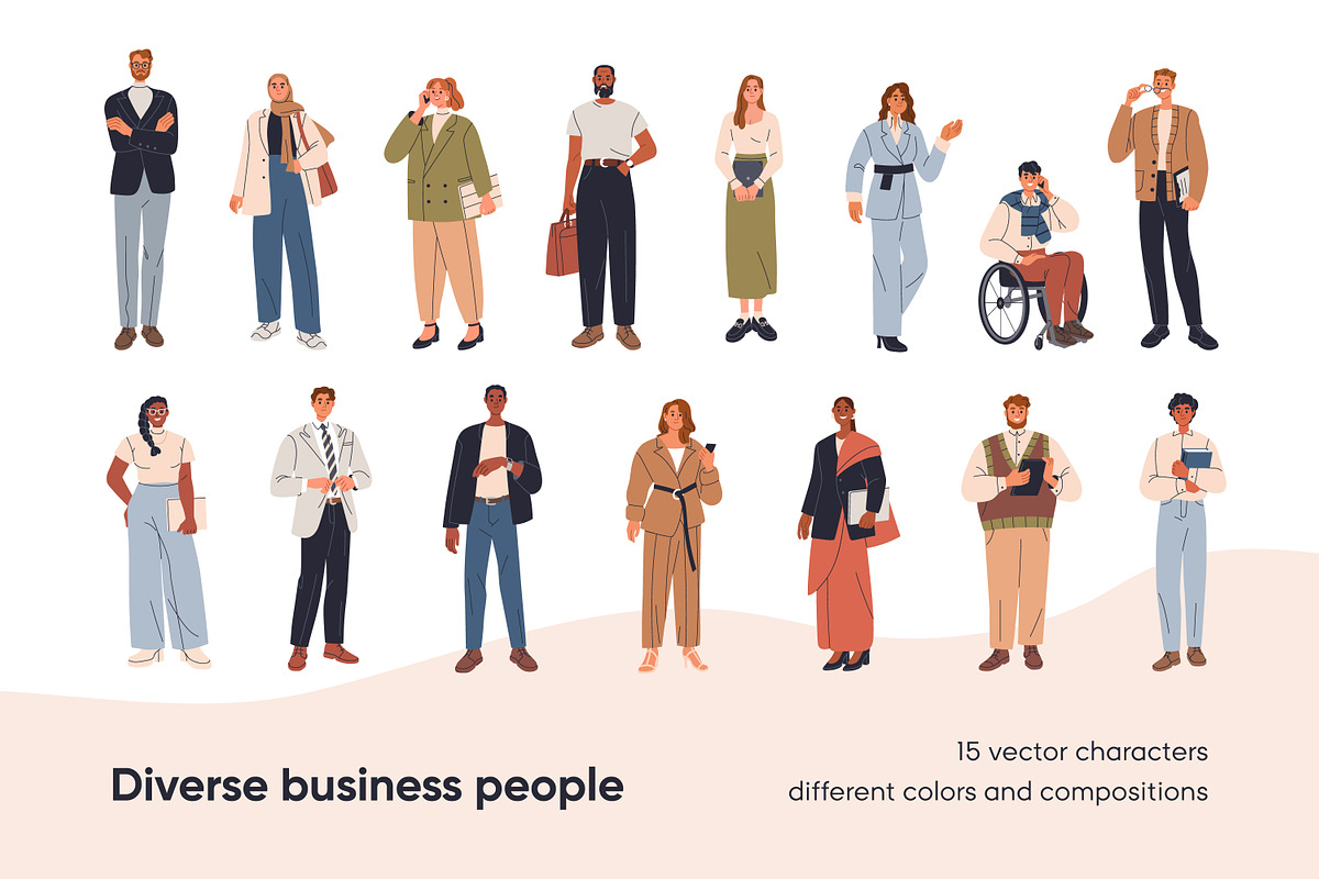Diverse business people set, banner, a Person Illustration by Good Studio (Photo 1 of 17)