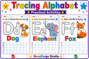 Preschool Alphabet D-E-F Worksheets