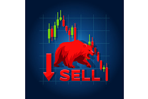 Bear Market Sell Signal with Down, a Finance Illustration by BabySofja