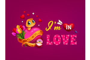 I am in love Valentine greetings, a Seasonal Illustration by Buch&Bee