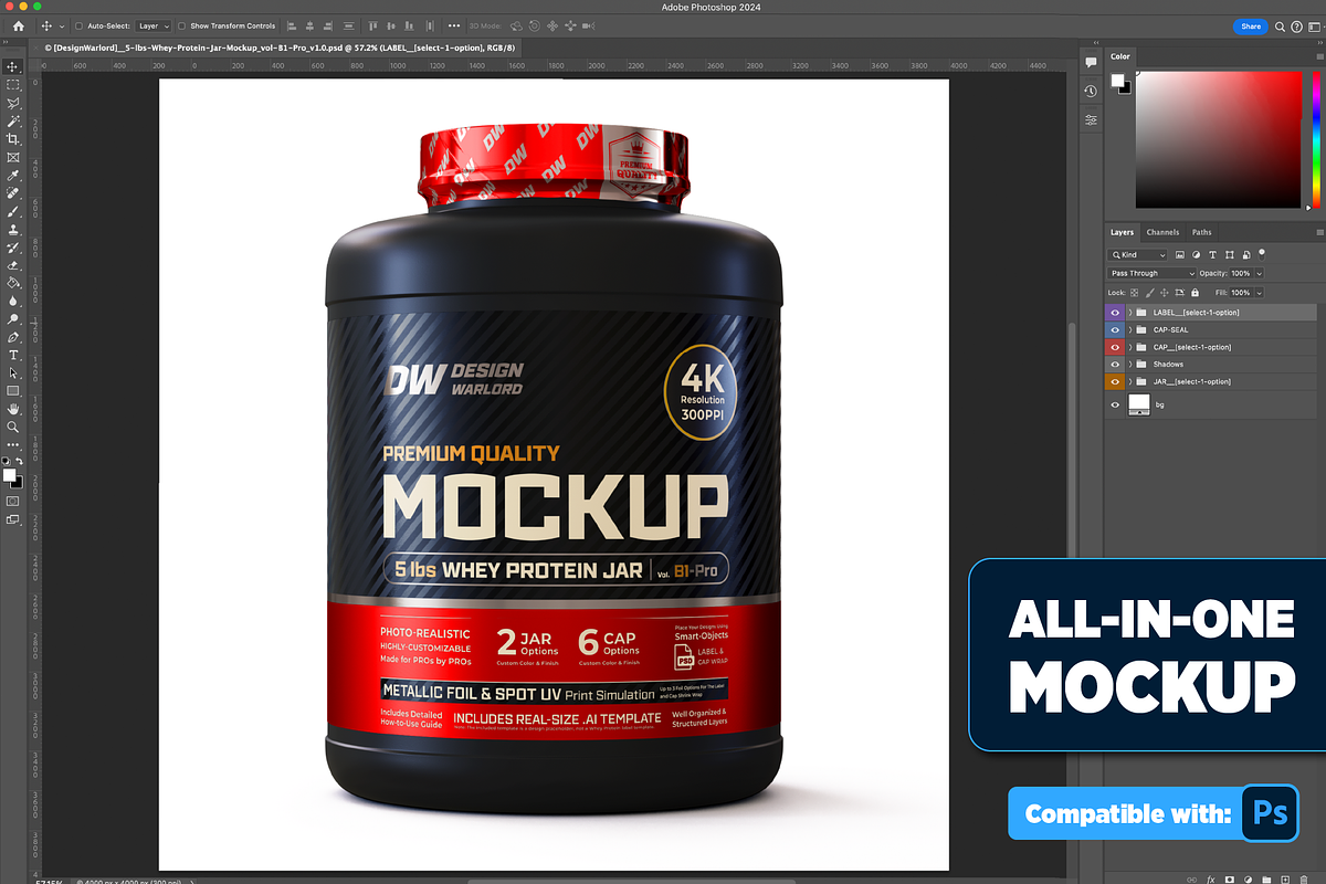 5lb Whey Protein Jar Mockup B1-Pro, a Packaging Mockup by Design Warlord (Photo 2 of 16)