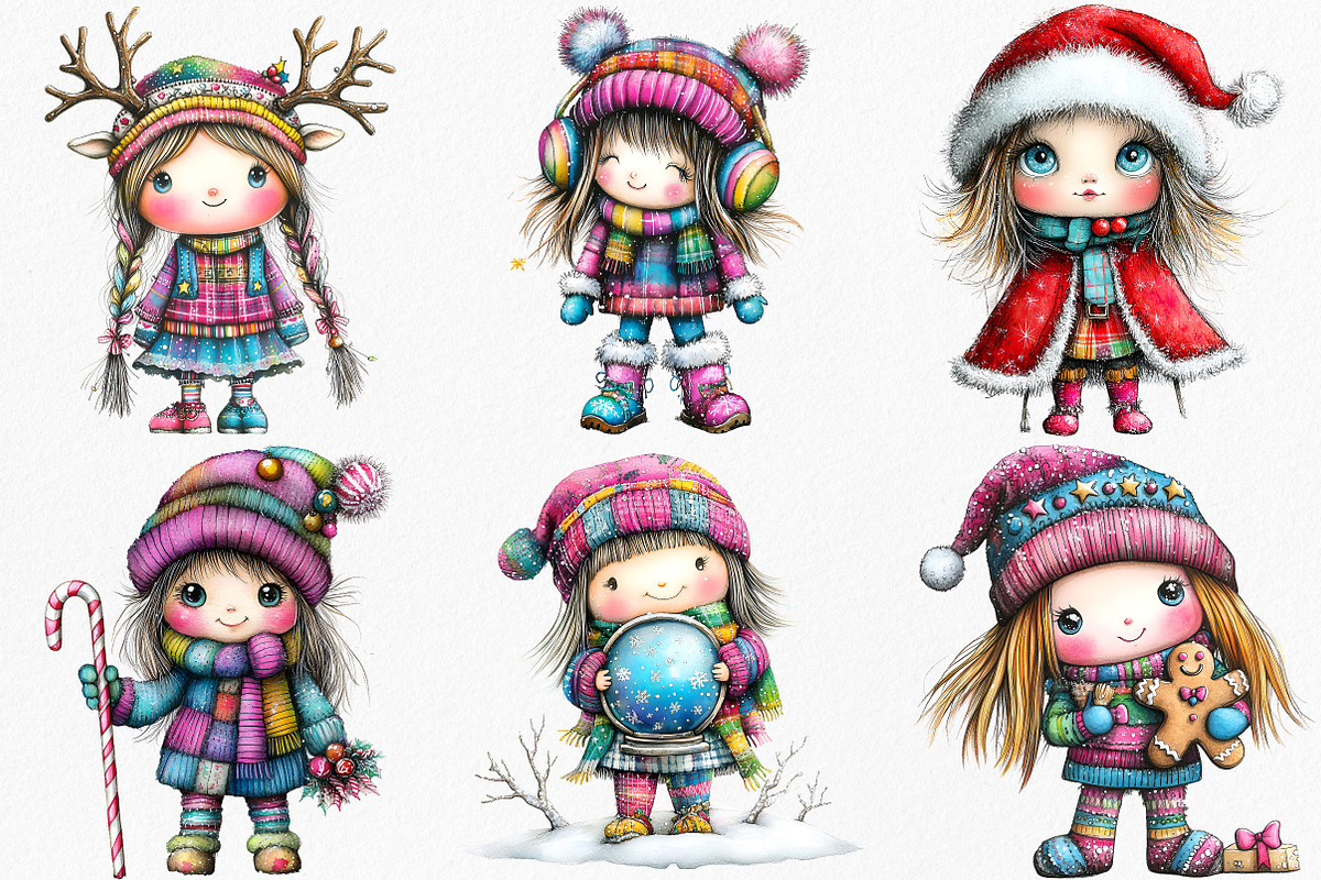 Whimsical Christmas Cute Girl, an Illustration by Canvas Craft (Photo 3 of 7)
