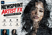 NEWSPRINT ARTIST FX — Ps Action, an Action Add-On by Studio Retouch (Thumbnail 1 of 11)