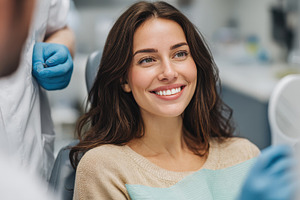 Happy woman at the dentist smiling b, a Photo by Pixeness Studio