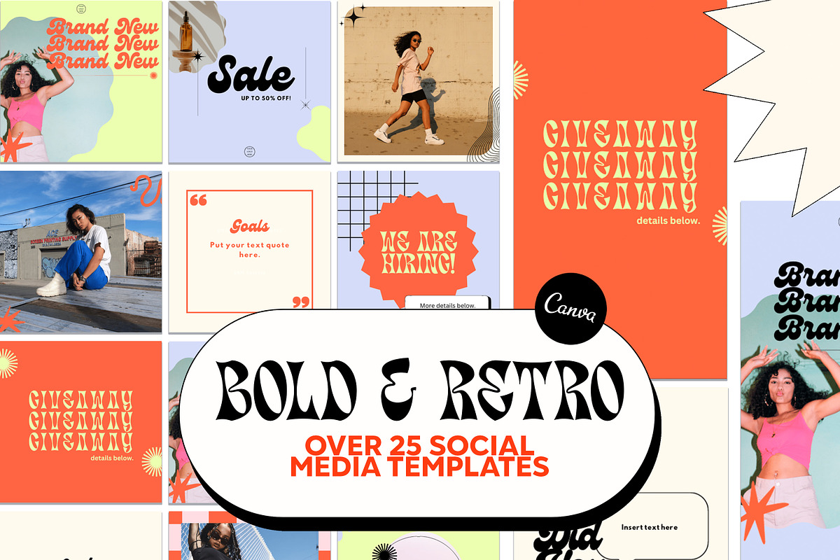 Bold & Retro Social Media Templates, a Social Media Template by Emma Rodriguez Studio (Photo 1 of 3)