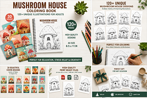 Mushroom House Coloring Book Pages