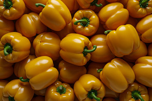 Fresh yellow bell peppers with green, a Food & Drink Photo by professorinc