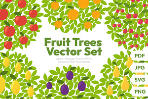 Fruit Trees Vector Set, a Graphic by Ilia Design