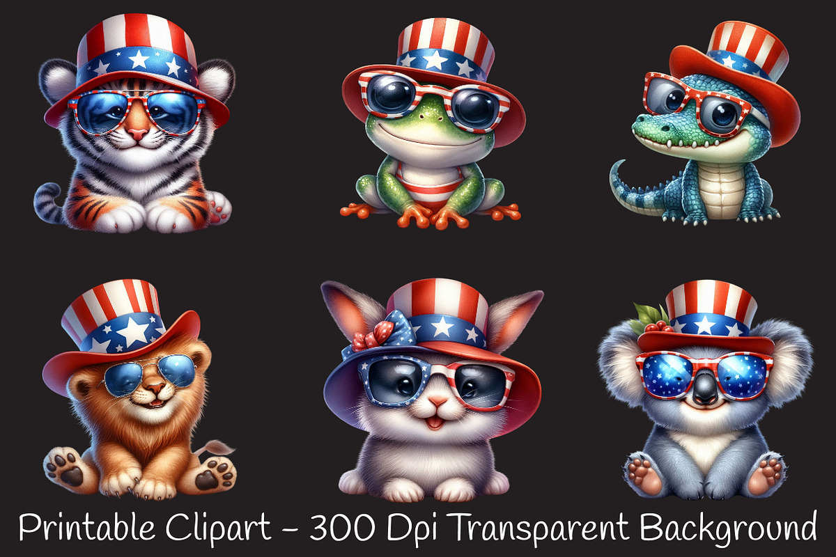 4th Of July Baby Animals Sublimation, an Animal Illustration by RobertsArt (Photo 2 of 6)