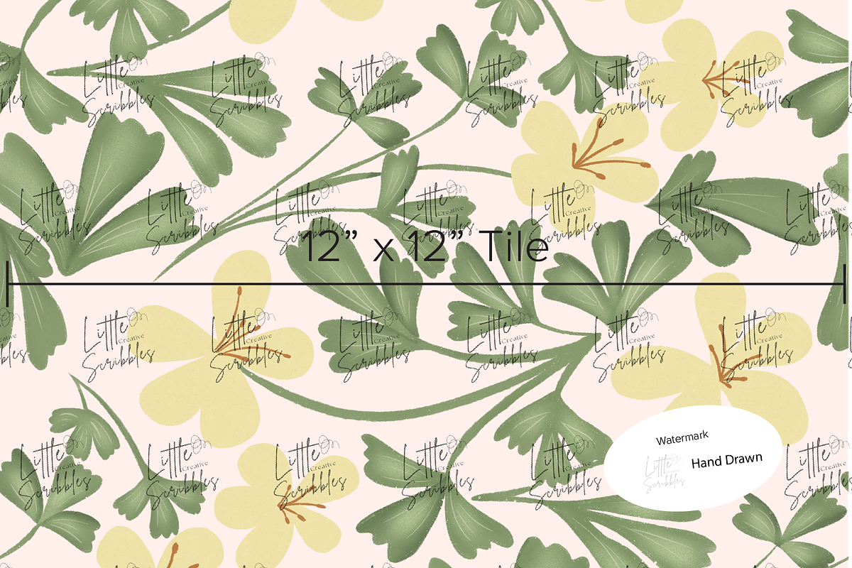 Vines Yellow Floral Seamless Pattern, a Pattern Graphic by Little Creative Scribbles (Photo 4 of 7)
