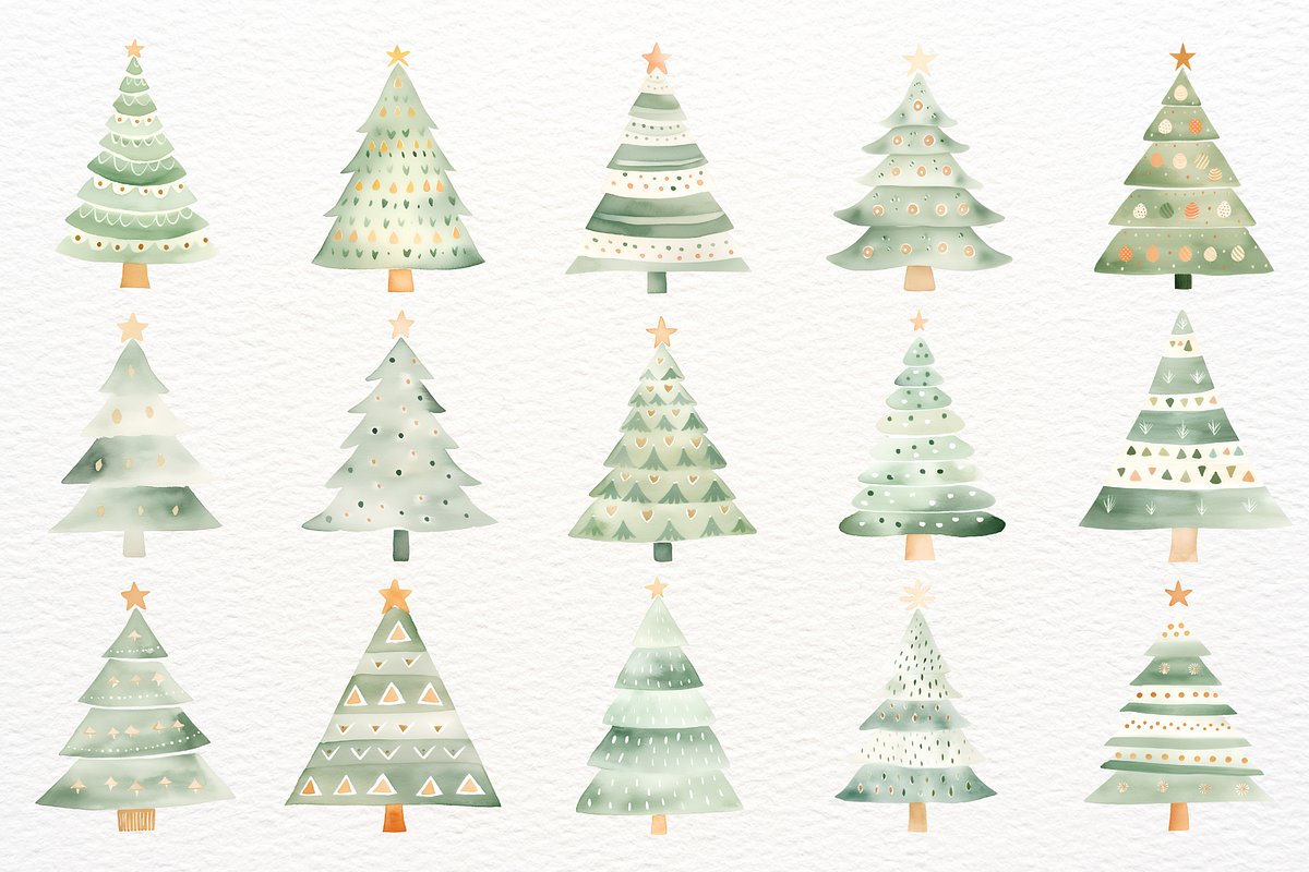 Watercolor Christmas Tree Winter PNG, a Seasonal Illustration by SugarCloudStudioArt (Photo 2 of 4)