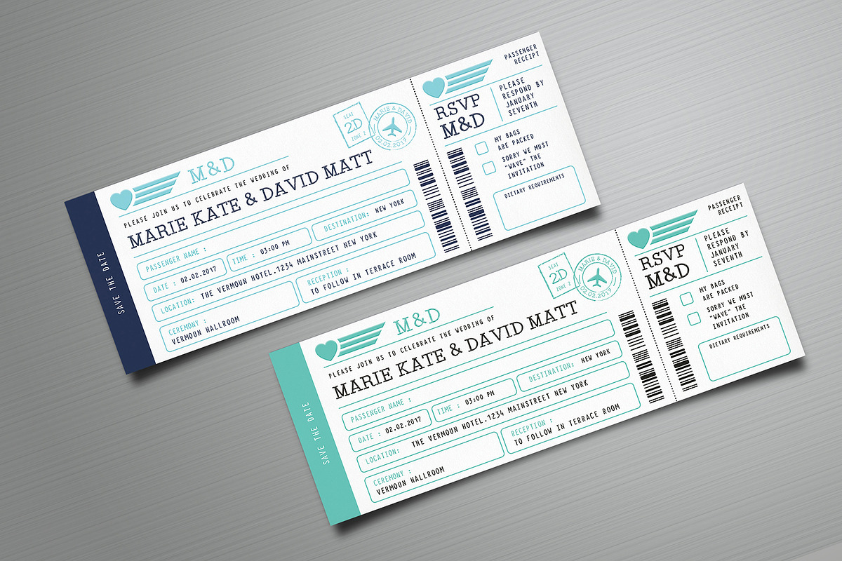 Boarding Pass Wedding Invitation, an Invitation Template by Vynetta (Photo 1 of 5)