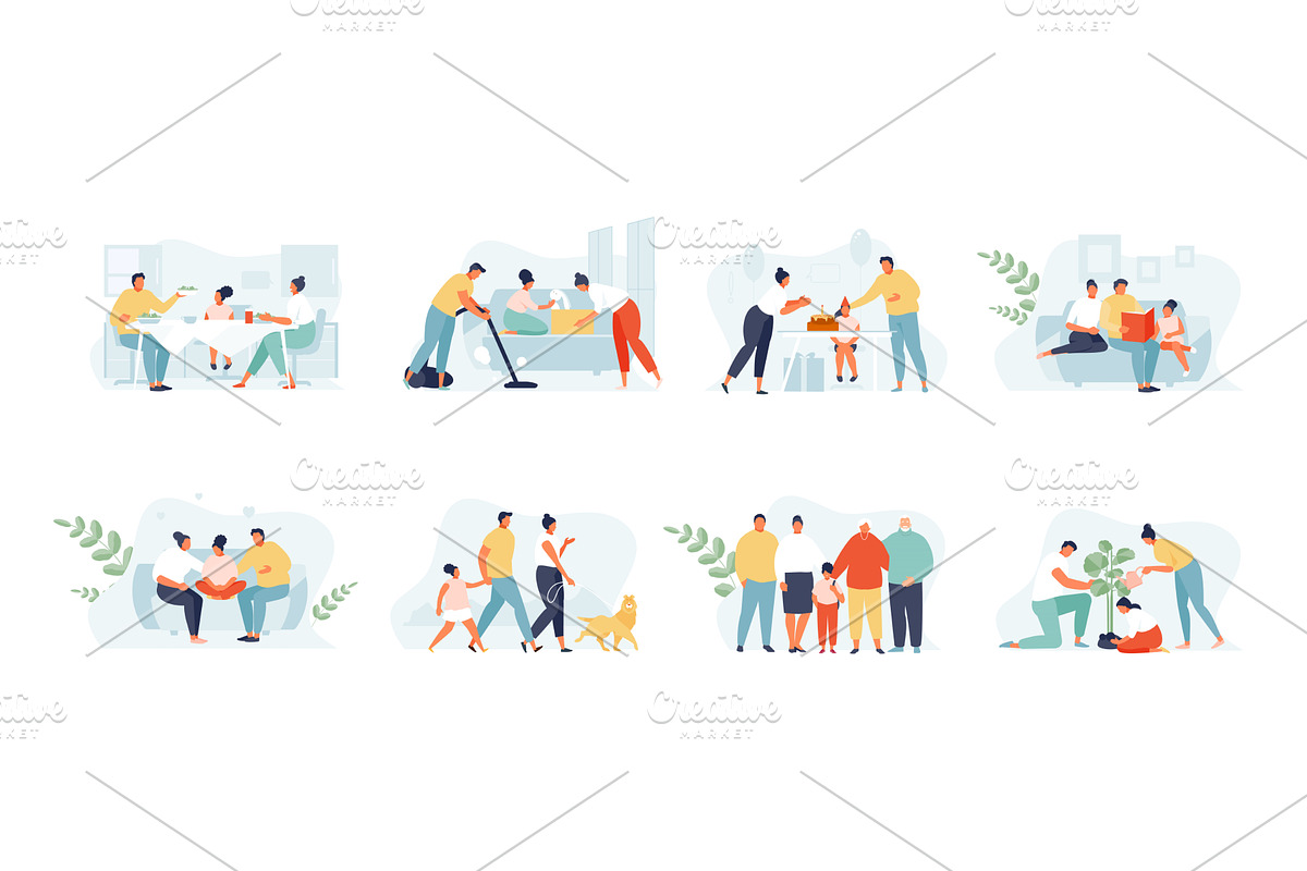 Happy family spending time together, a Person Illustration by artbesouro