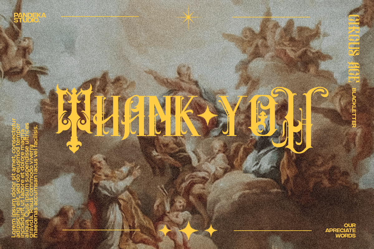 Circus Ace - Elegant Blackletter, a Blackletter Font by Pandeka Studio (Photo 9 of 12)