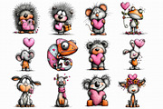 Valentine Animals Clipart, an Illustration by Libby Wishes (Thumbnail 7 of 7)
