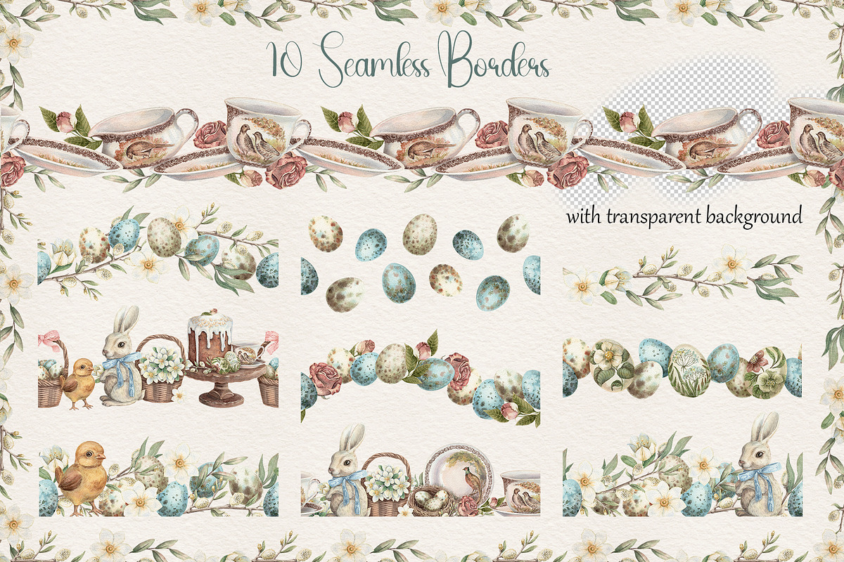 Vintage Easter Hand Drawn Watercolor, an Illustration by Nadya Saen Art (Photo 8 of 11)