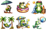 Funny and Cute Frog Beach Clipart, an Illustration by DreamArtGraphic (Thumbnail 3 of 5)