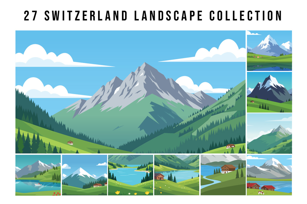 27 Switzerland Landscape Collection, an Illustration by jongcreative (Photo 1 of 3)