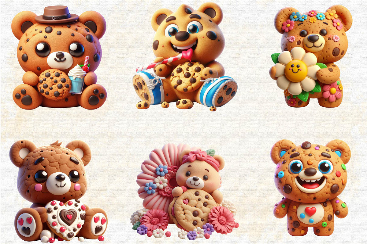 Cookie Bear Sublimation Clipart Bund, an Illustration by SVGArt (Photo 7 of 8)