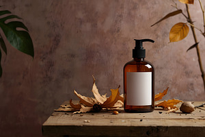 Amber Glass Bottle Mockup with Natur, a Beauty & Fashion Photo by Stock Shape