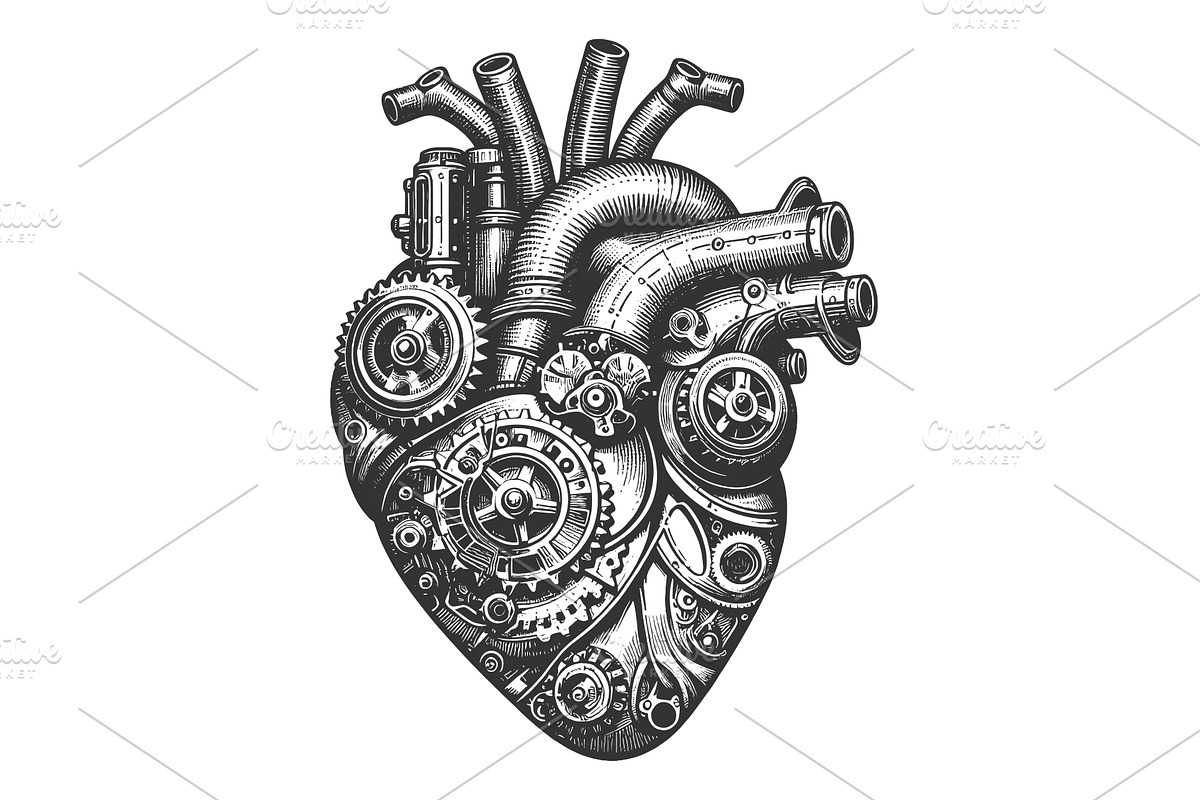 Mechanical Heart with Gears and, a Technology Illustration by AlexArt