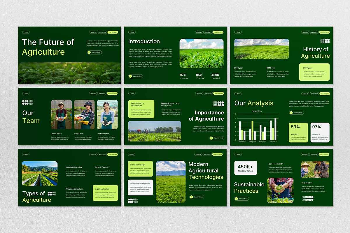 Green Agriculture Google Slide, a Presentation Template by graphicook (Photo 3 of 4)