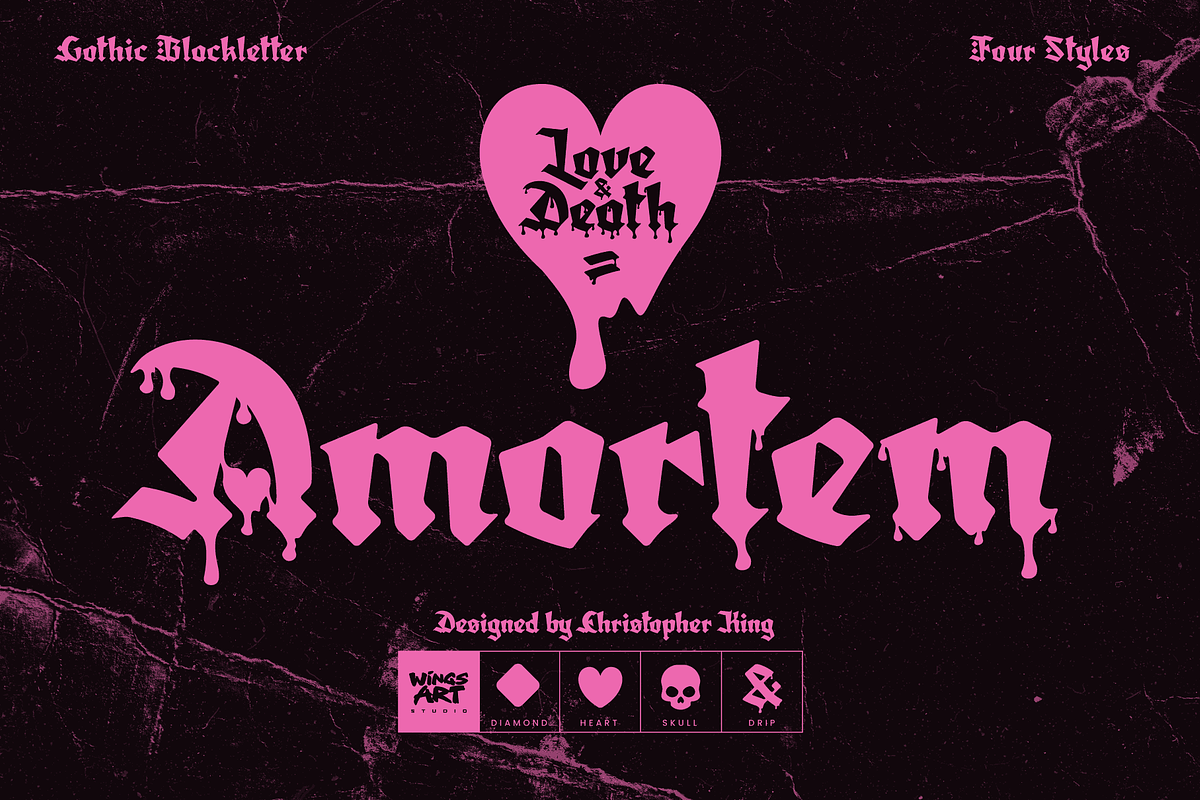 Amortem - Gothic Blackletter Font, a Blackletter Font by Wingsart Studio (Photo 1 of 15)