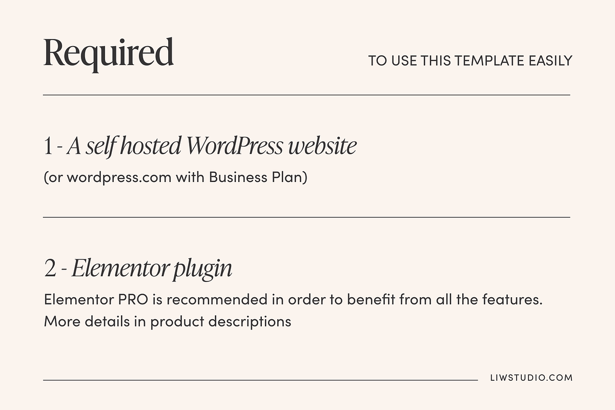 Feminine WordPress Theme Elementor, a WordPress Template by Liw studio (Photo 6 of 8)