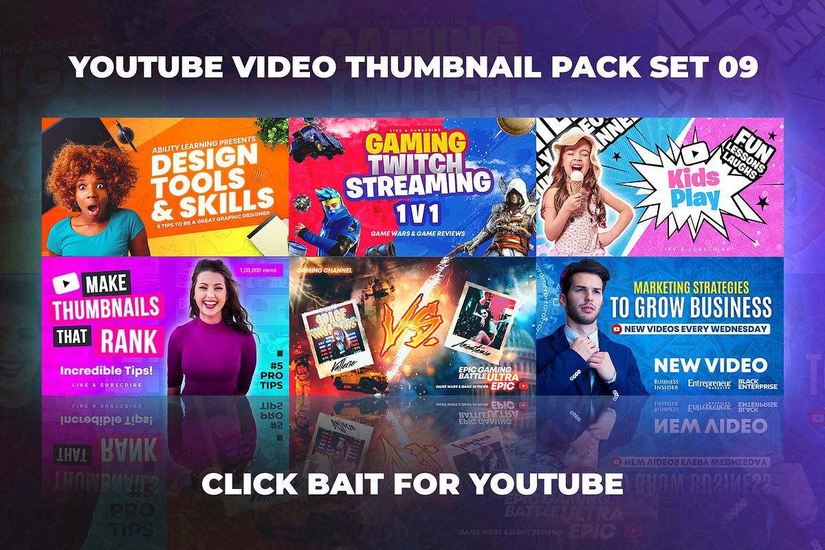 Youtube Thumbnails, a Social Media Template by PremadePixels.com (Photo 1 of 2)