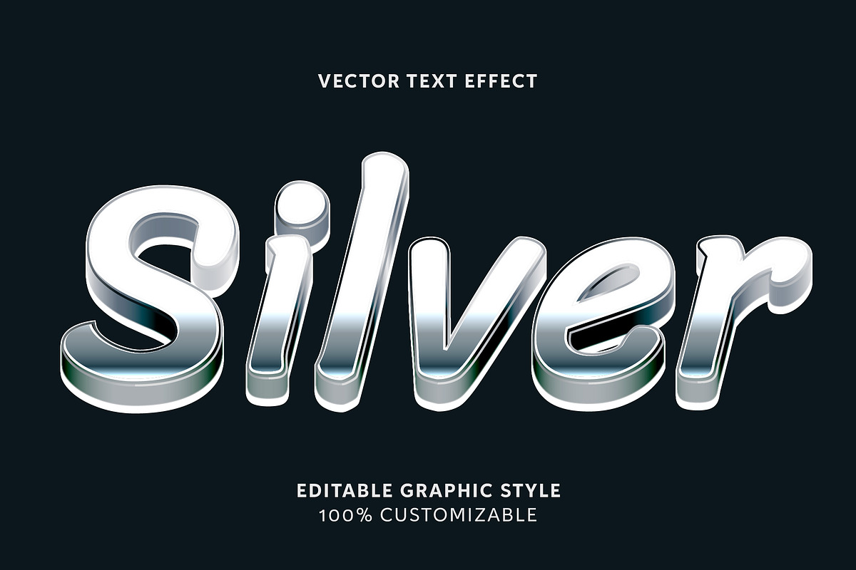 Chrome Silver Glossy 3D Text Effect
