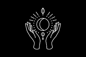 hand hope crescent moon sunburst, a Branding & Logo Template by devastd