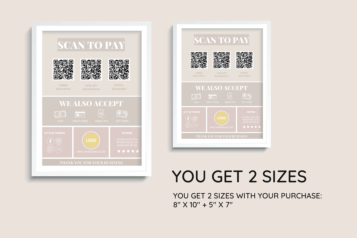 Beige Scan to Pay Sign, a Poster Template by SunshineStudioBoutique (Photo 5 of 10)