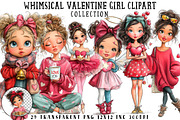 Whimsical Valentine Girl Clipart, an Illustration by OK Design (Thumbnail 1 of 6)