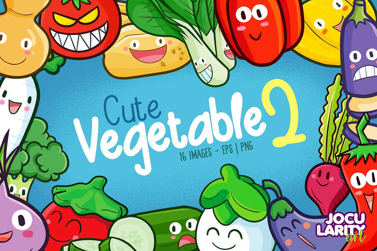 Cute Vegetable Characters #2, a Food Illustration by Jocularity Art (Photo 1 of 3)