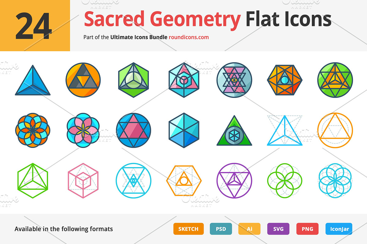 24 Sacred Geometry Flat Icons, an Icon by Vectopus.com