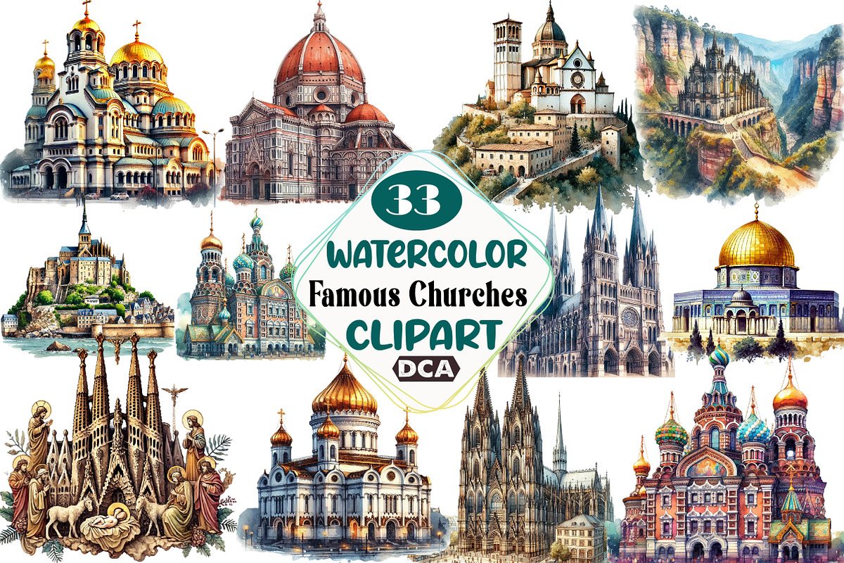 Famous Churches Clipart, an Illustration by DreamCafeArt (Photo 1 of 4)