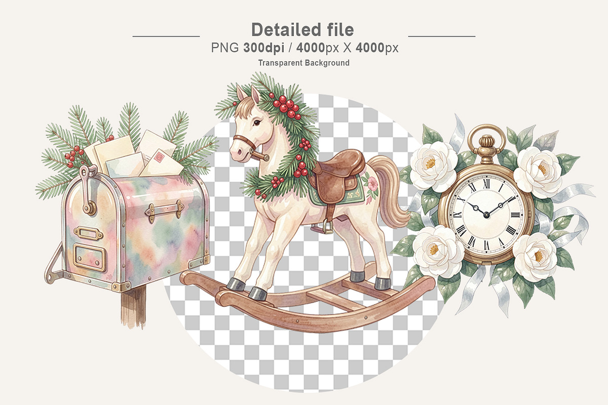 Victorian Christmas Sublimation, a Decorative Illustration by Artnoy (Photo 3 of 8)