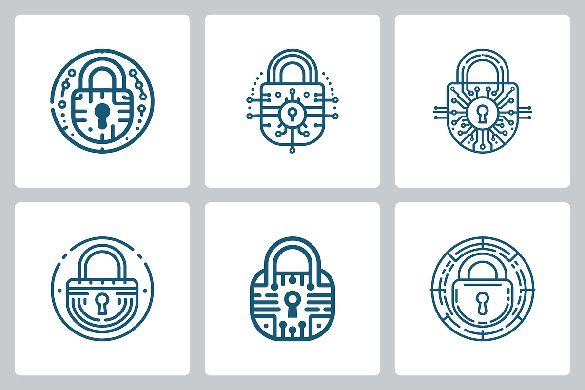 Digital Security Padlock Logos, a Branding & Logo Template by Vectorium Studio (Photo 1 of 2)