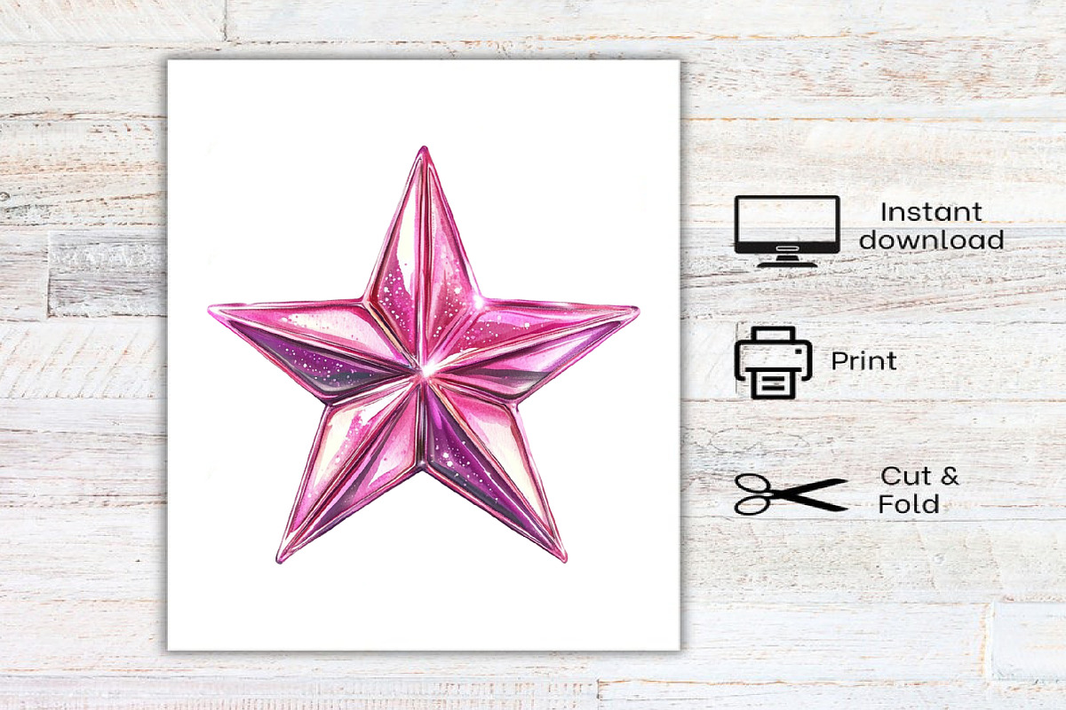 Watercolor Pink Christmas Clipart, an Illustration by Canvas Craft (Photo 7 of 7)