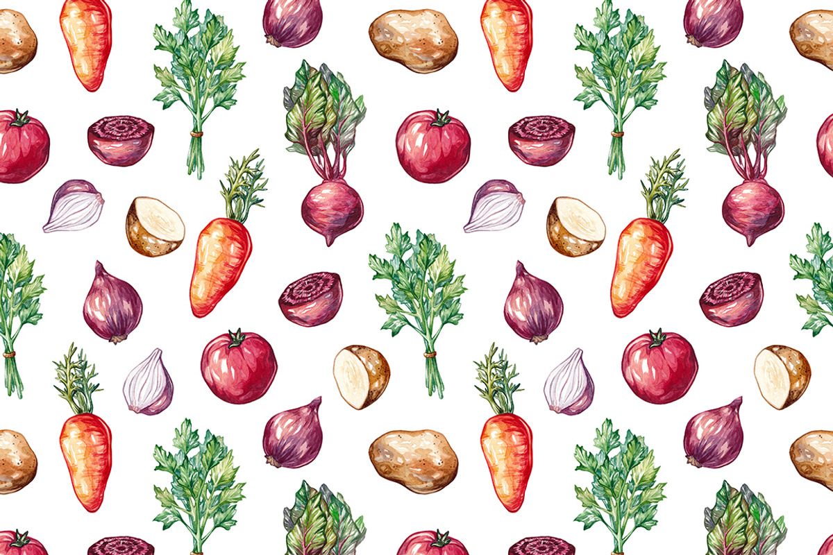 Beetroot Soup+Watercolor Ingredients, an Illustration by Olga Olmix (Photo 6 of 9)