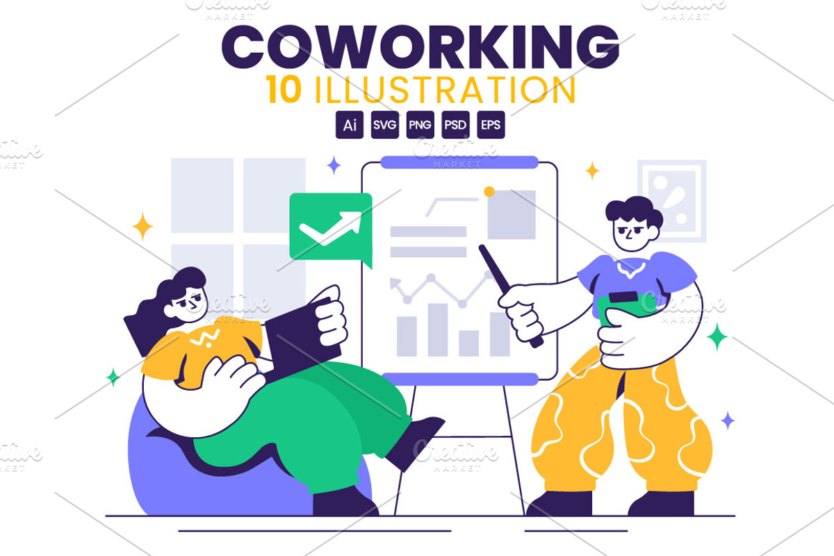 10 Coworking Business Illustration, a Person Illustration by denayunebgt (Photo 1 of 4)