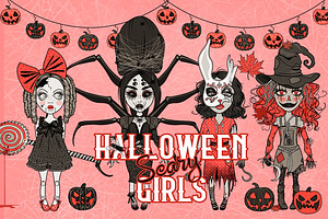 Halloween Scary Girls Characters Set