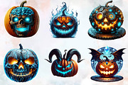 Creepy Black & Blue Halloween Pumpki, an Illustration by SVGArt (Thumbnail 6 of 8)