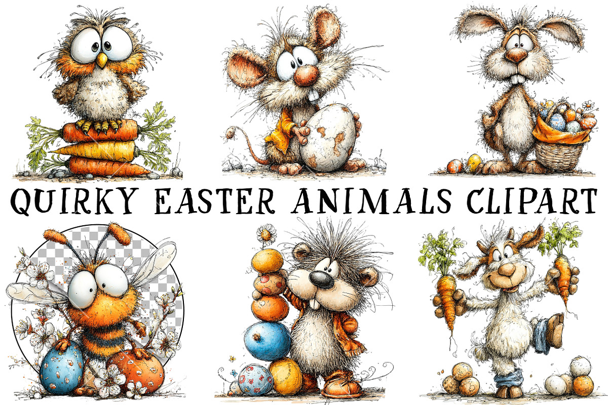 Quirky Easter Animals Clipart, an Illustration by OK Design (Photo 2 of 6)