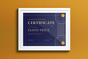 Blue Yellow Art Deco Certificate, a Print Template by graphicook