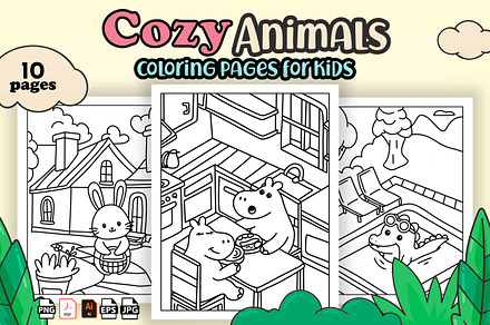 cozy animals coloring pages or kids