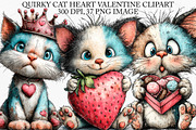 Quirky Cat Heart Valentine Clipart, an Illustration by Canvas Craft (Thumbnail 1 of 7)